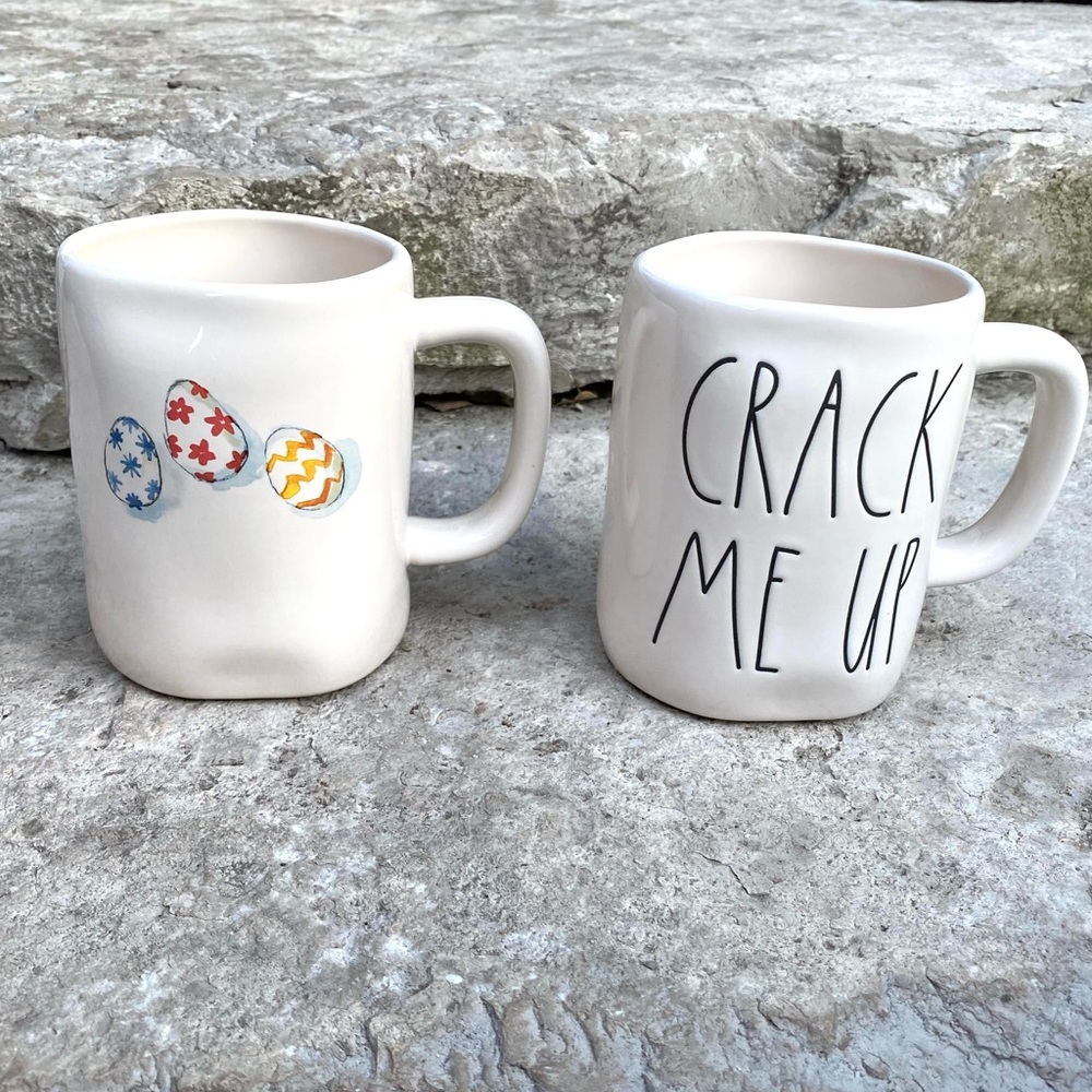 Rae Dunn CRACK ME UP and Eggs Trio Mug Set